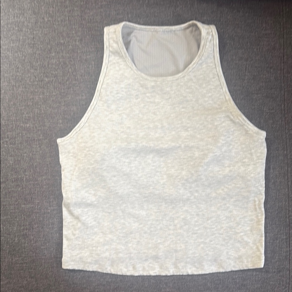 Vuori Heather Gray Fitted Crop Tank Top